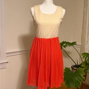 Pussycat London lace top pleated skater dress M, made in England